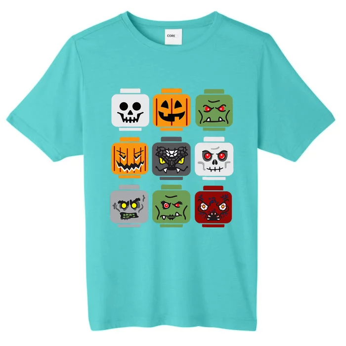 Halloween Building Brick Head Pumpkin Ghost Zombie Friends ChromaSoft Performance T-Shirt