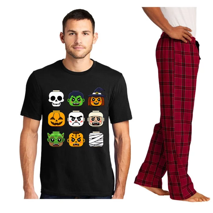 Halloween Building Brick Head Pumpkin Ghost Zombie Pajama Set