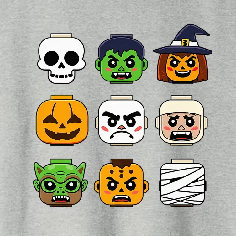 Halloween Building Brick Head Pumpkin Ghost Zombie Women's Crop Top Tee