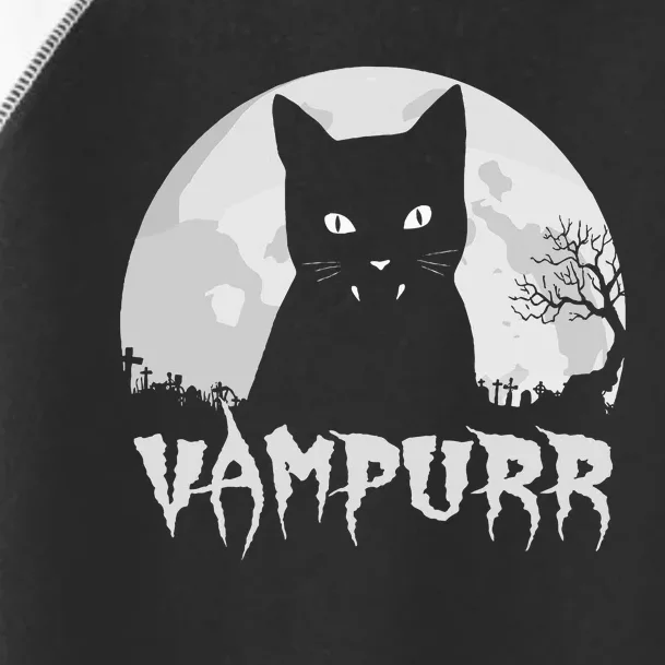 Halloween Black Cat Vampire With Full Moon Vampurr Pun Toddler Fine Jersey T-Shirt