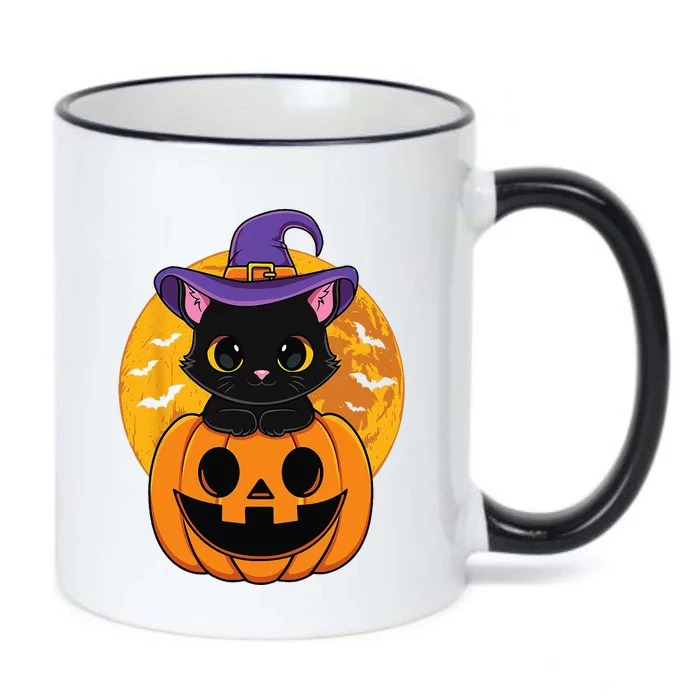 Halloween Black Cat Witch Hat Pumpkin Black Color Changing Mug