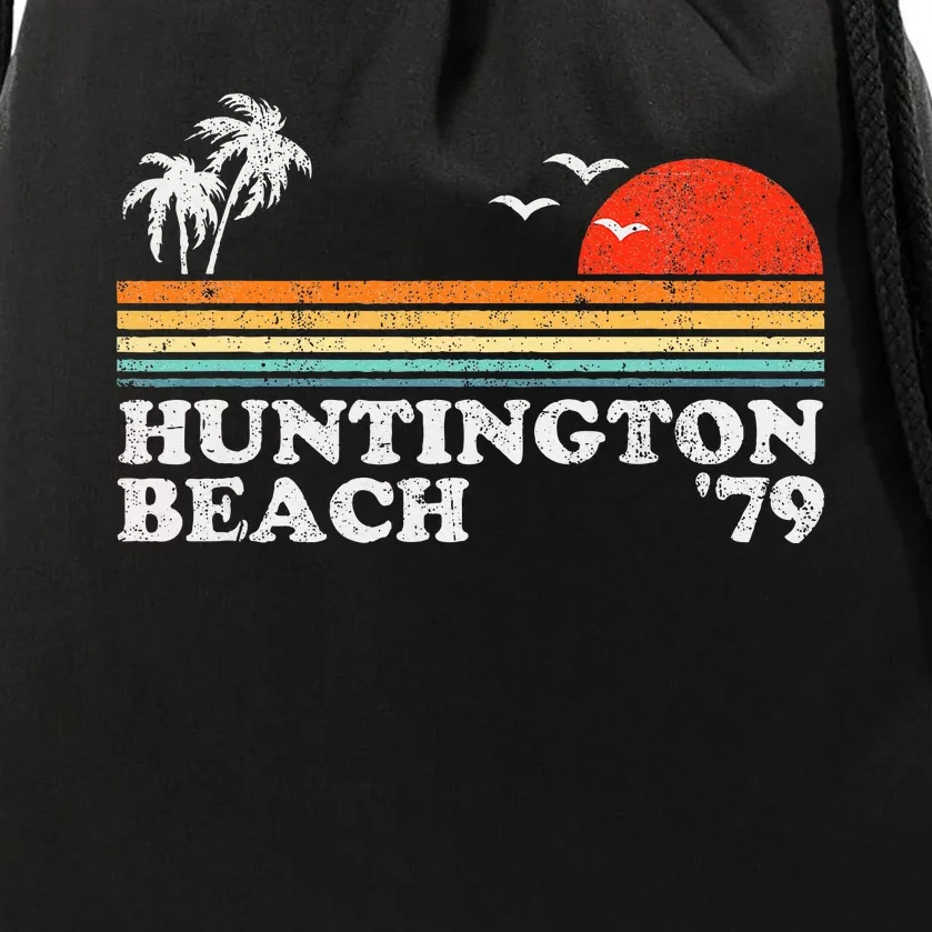 Huntington Beach California Retro Surfing 70S Gift Drawstring Bag