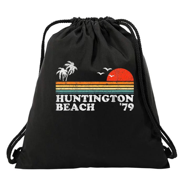 Huntington Beach California Retro Surfing 70S Gift Drawstring Bag