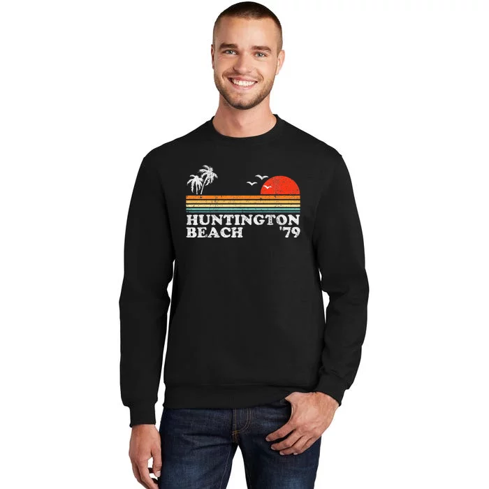 Huntington Beach California Retro Surfing 70S Gift Tall Sweatshirt