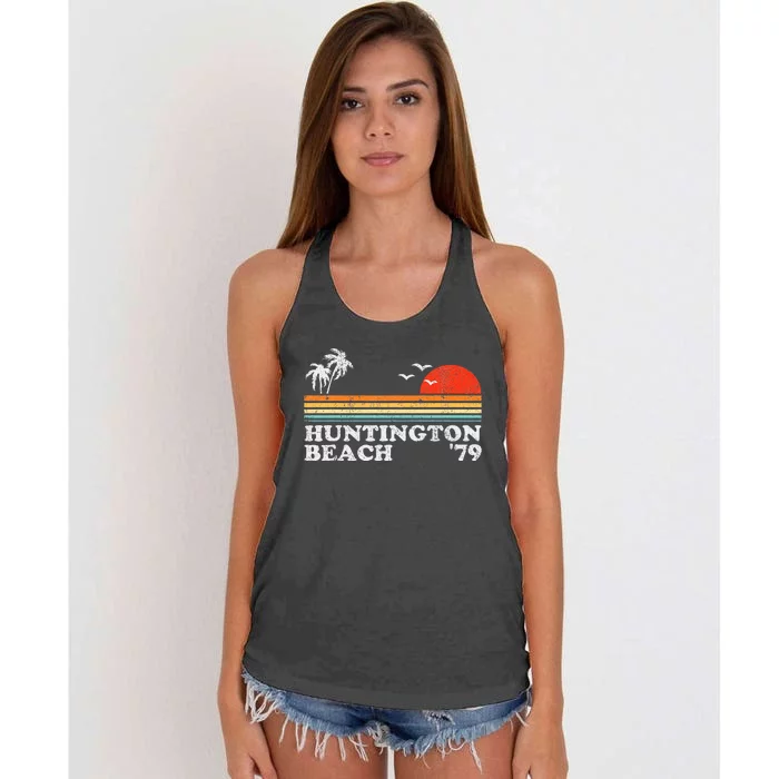 Huntington Beach California Retro Surfing 70S Gift Women's Knotted Racerback Tank