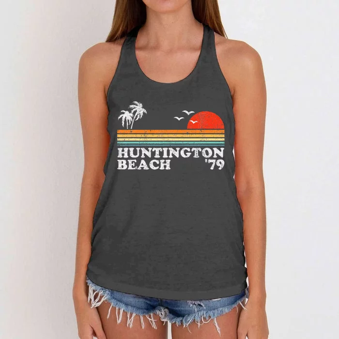 Huntington Beach California Retro Surfing 70S Gift Women's Knotted Racerback Tank