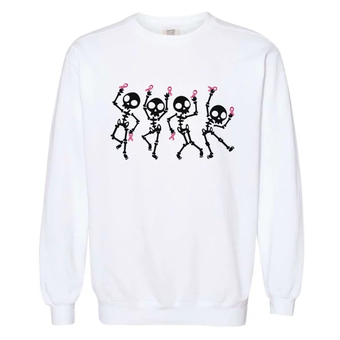 Halloween Breast Cancer Awareness Spooky Skeleton Garment-Dyed Sweatshirt