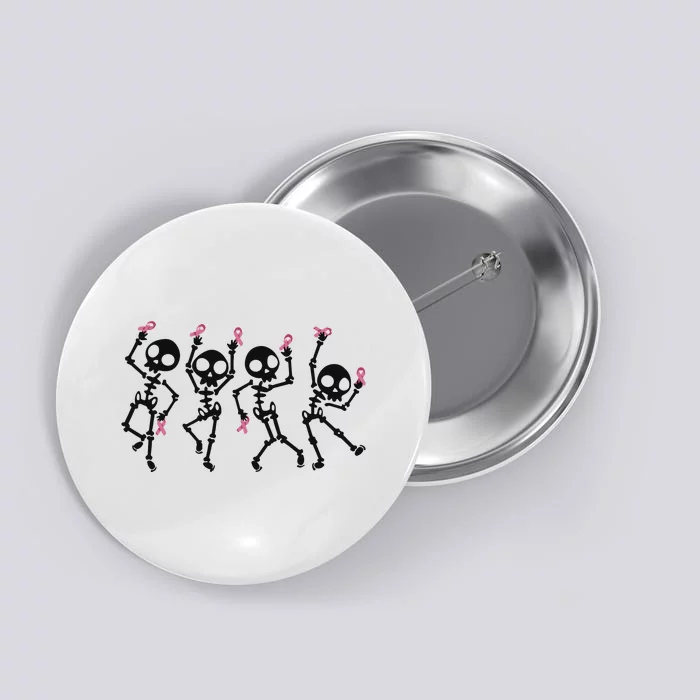 Halloween Breast Cancer Awareness Spooky Skeleton Button