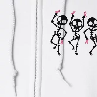 Halloween Breast Cancer Awareness Spooky Skeleton Full Zip Hoodie