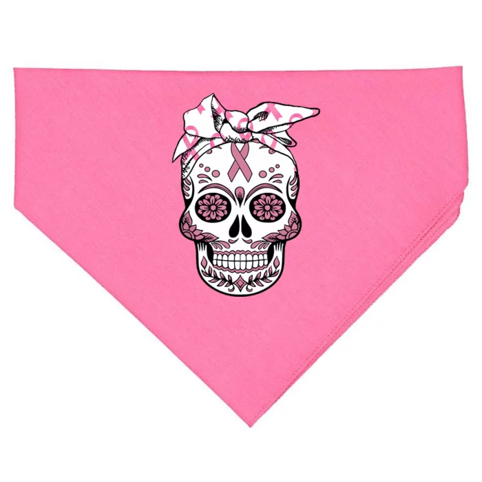 Halloween Breast Cancer Awareness Ribbon Skull Skeleton USA-Made Doggie Bandana