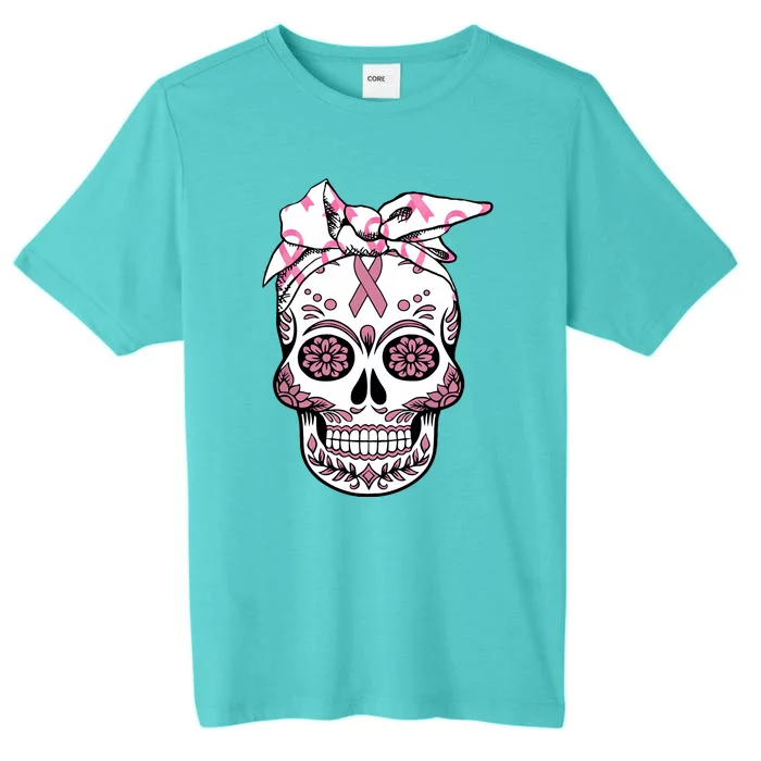 Halloween Breast Cancer Awareness Ribbon Skull Skeleton ChromaSoft Performance T-Shirt