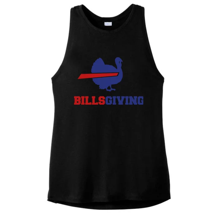 Happy Billsgiving Chicken Football Thanksgiving Ladies Tri-Blend Wicking Tank