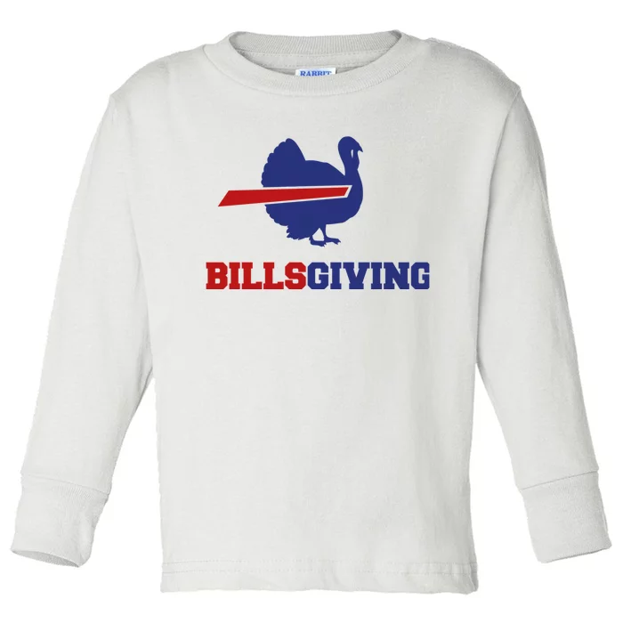 Happy Billsgiving Chicken Football Thanksgiving Toddler Long Sleeve Shirt