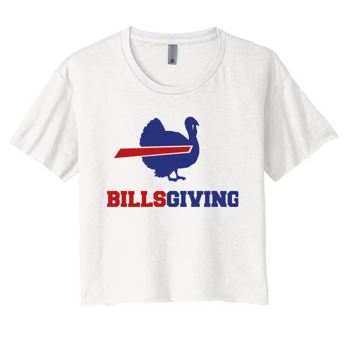 Happy Billsgiving Chicken Football Thanksgiving Women's Crop Top Tee