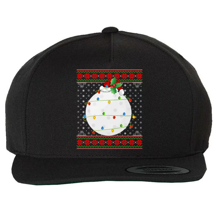 Hockey Ball Christmas Lights Ugly Sweater Santa Hockey Xmas Gift Wool Snapback Cap