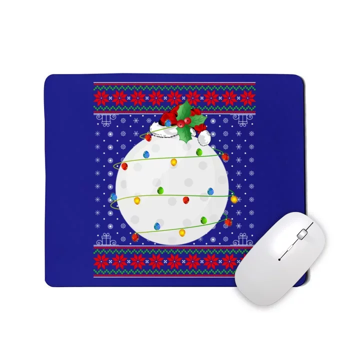 Hockey Ball Christmas Lights Ugly Sweater Santa Hockey Xmas Gift Mousepad