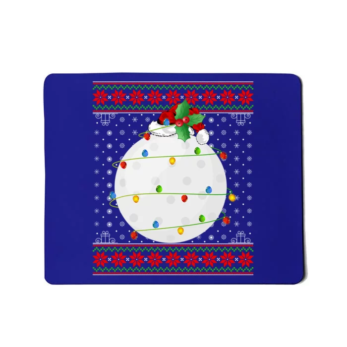 Hockey Ball Christmas Lights Ugly Sweater Santa Hockey Xmas Gift Mousepad