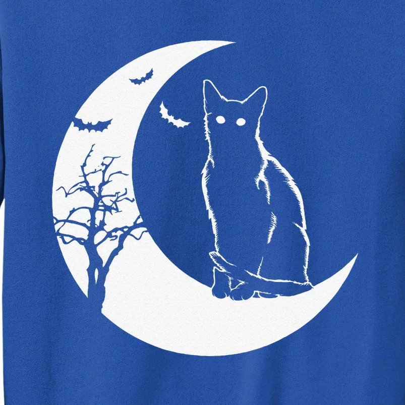 Halloween Black Cat Fanatics Cute Bat And Moon Gift Tall Sweatshirt