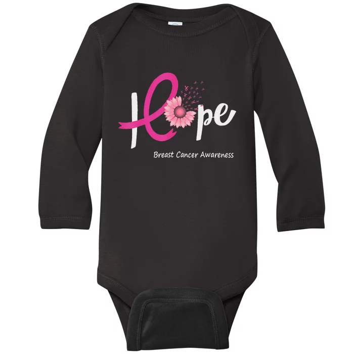 Hope Breast Cancer Pin.K Ribbons Sunflower October Month Baby Long Sleeve Bodysuit