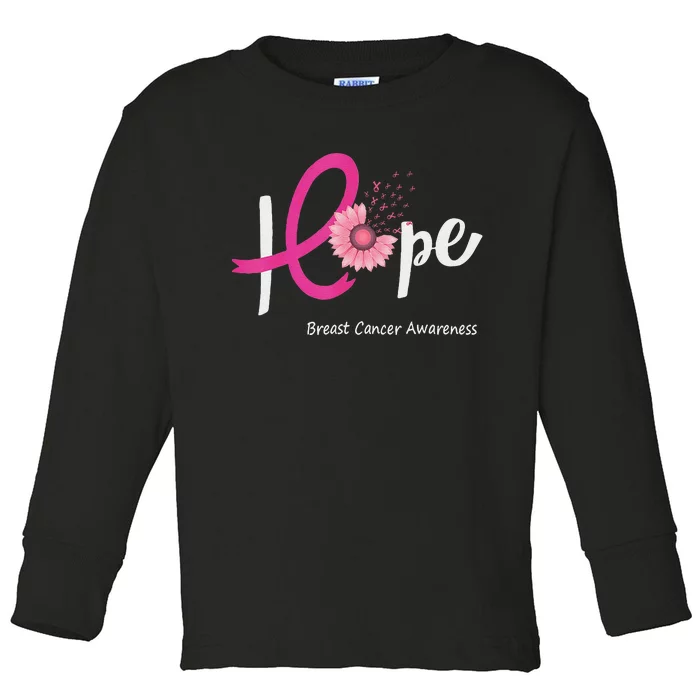 Hope Breast Cancer Pin.K Ribbons Sunflower October Month Toddler Long Sleeve Shirt