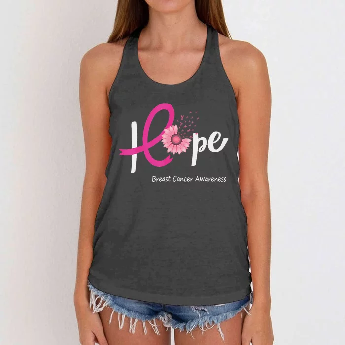 Hope Breast Cancer Pin.K Ribbons Sunflower October Month Women's Knotted Racerback Tank