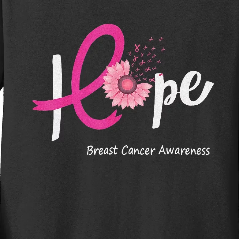 Hope Breast Cancer Pin.K Ribbons Sunflower October Month Kids Long Sleeve Shirt