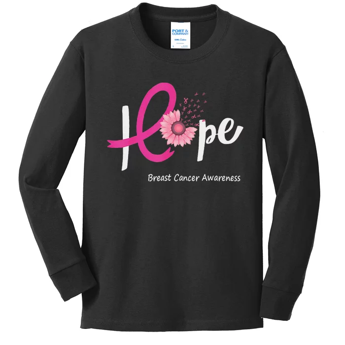 Hope Breast Cancer Pin.K Ribbons Sunflower October Month Kids Long Sleeve Shirt