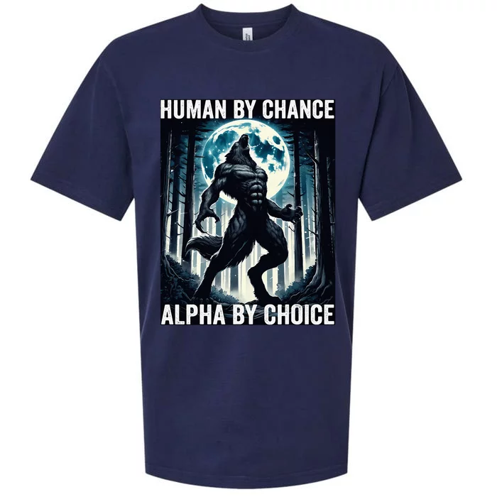 Human By Chance Alpha By Choice Cool Funny Alpha Wolf Meme Sueded Cloud Jersey T-Shirt