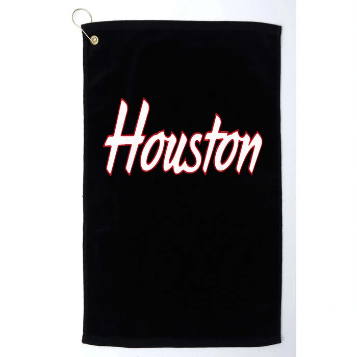 Houston Blue Collection Script Text Platinum Collection Golf Towel