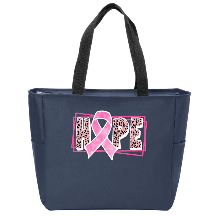 Hope Breast Cancer Awareness Ribbon Zip Tote Bag