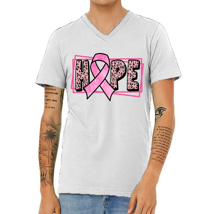 Hope Breast Cancer Awareness Ribbon V-Neck T-Shirt