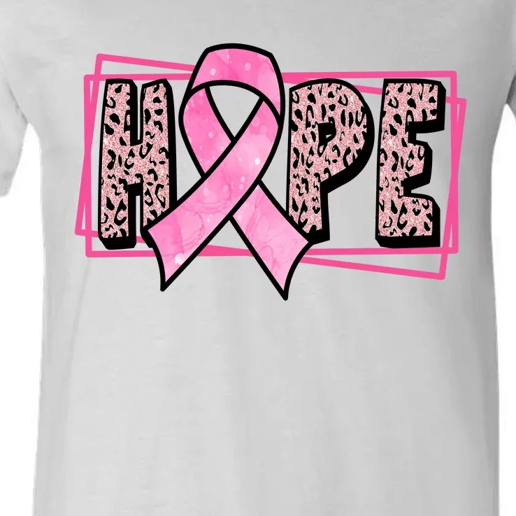 Hope Breast Cancer Awareness Ribbon V-Neck T-Shirt