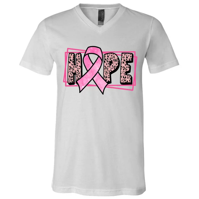 Hope Breast Cancer Awareness Ribbon V-Neck T-Shirt