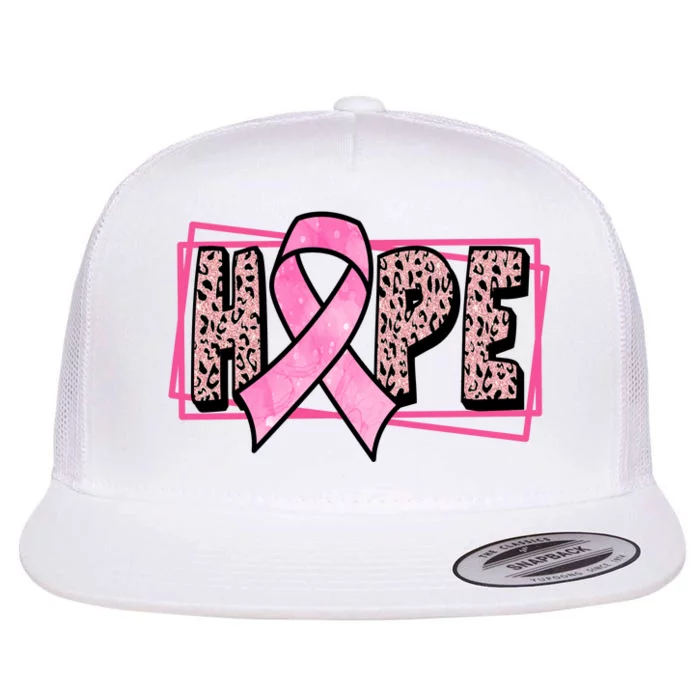 Hope Breast Cancer Awareness Ribbon Flat Bill Trucker Hat