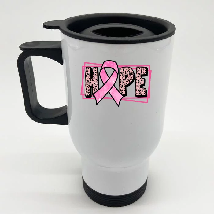 Hope Breast Cancer Awareness Ribbon Front & Back Stainless Steel Travel Mug