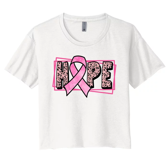 Hope Breast Cancer Awareness Ribbon Women's Crop Top Tee