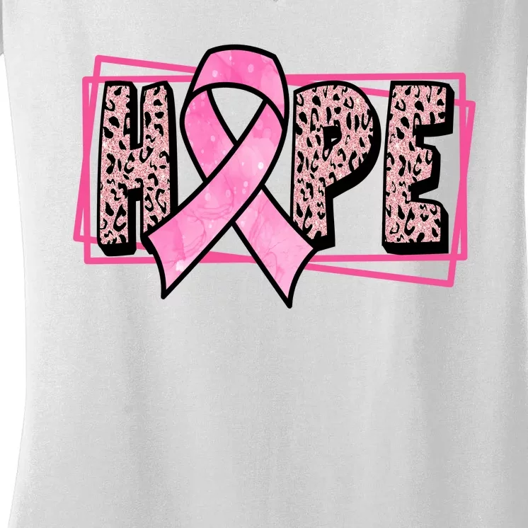 Hope Breast Cancer Awareness Ribbon Women's V-Neck T-Shirt