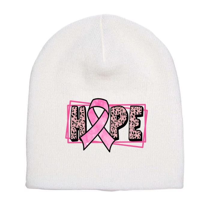 Hope Breast Cancer Awareness Ribbon Short Acrylic Beanie