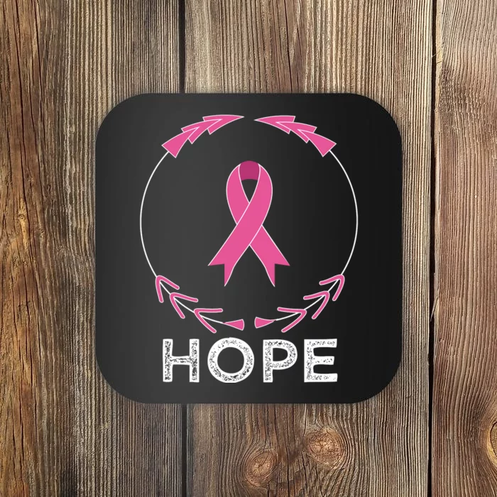 Hope Breast Cancer Awareness T With Ribbon Coaster