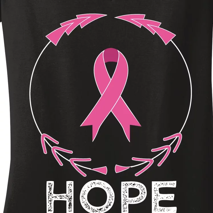 Hope Breast Cancer Awareness T With Ribbon Women's V-Neck T-Shirt