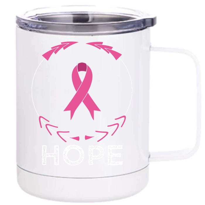 Hope Breast Cancer Awareness T With Ribbon Front & Back 12oz Stainless Steel Tumbler Cup