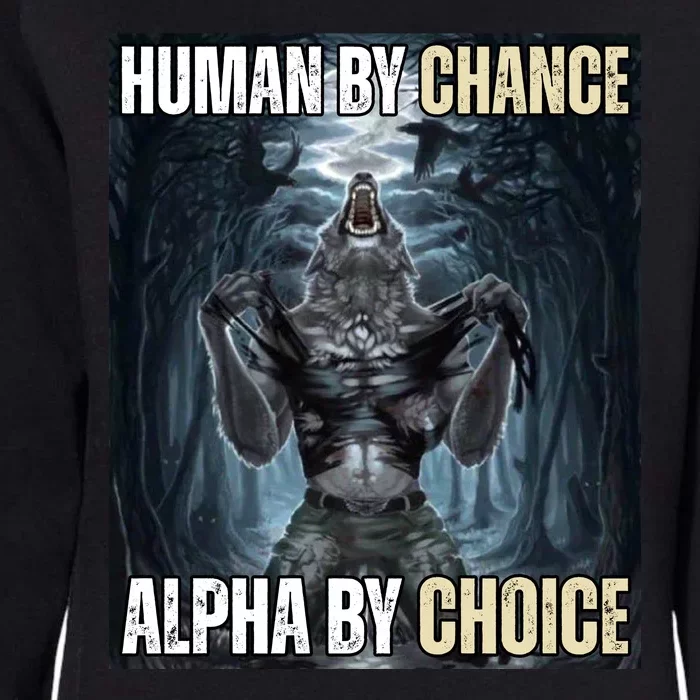 Human By Chance Alpha By Choice Funny Womens California Wash Sweatshirt