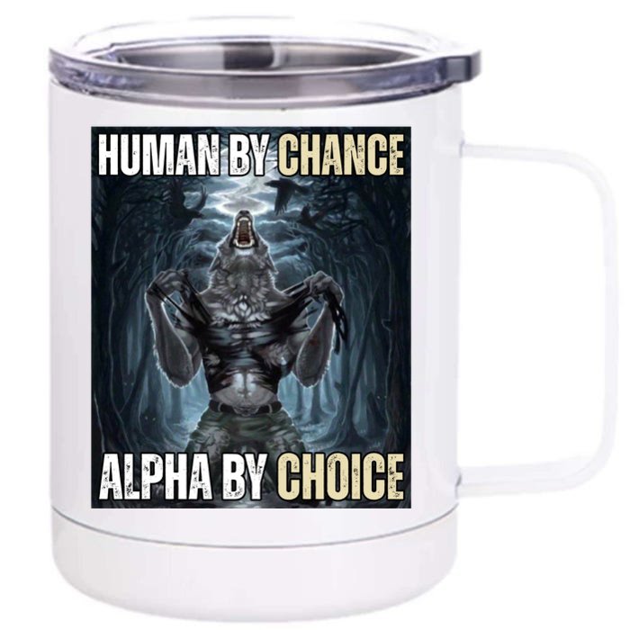 Human By Chance Alpha By Choice Funny Front & Back 12oz Stainless Steel Tumbler Cup