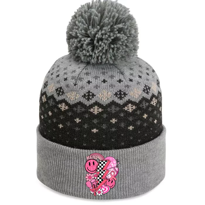 Heal Breast Cancer Awareness Retro Smile The Baniff Cuffed Pom Beanie