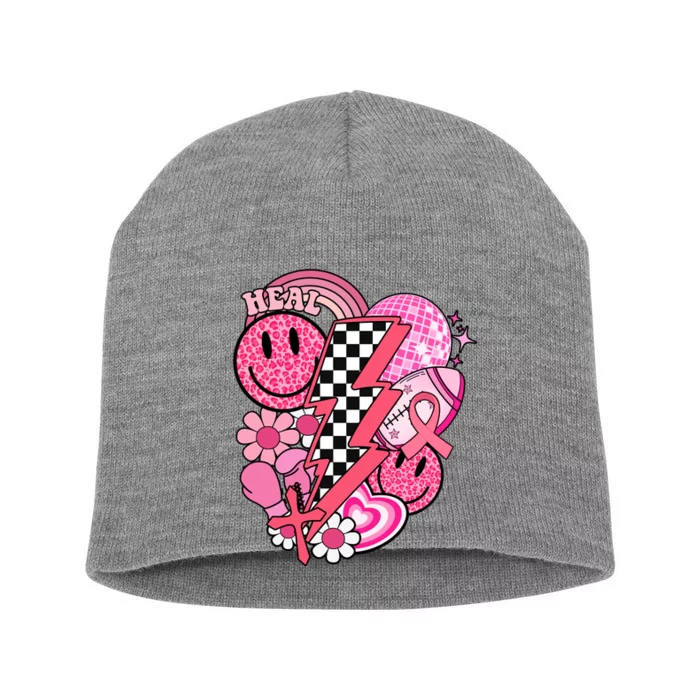 Heal Breast Cancer Awareness Retro Smile Short Acrylic Beanie