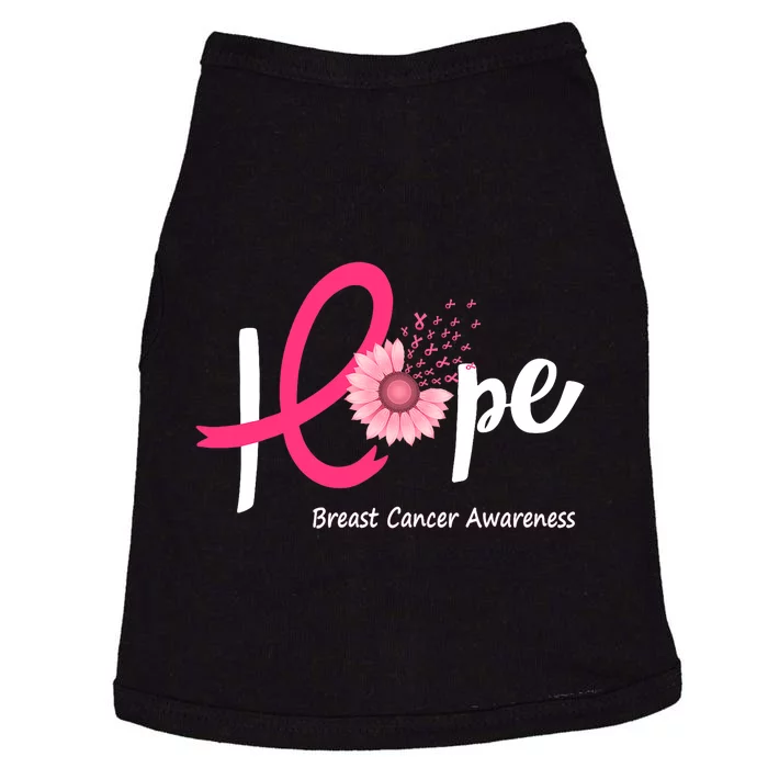 Hope Breast Cancer Pink Ribbons Sunflower October We Wear Pink Doggie Tank