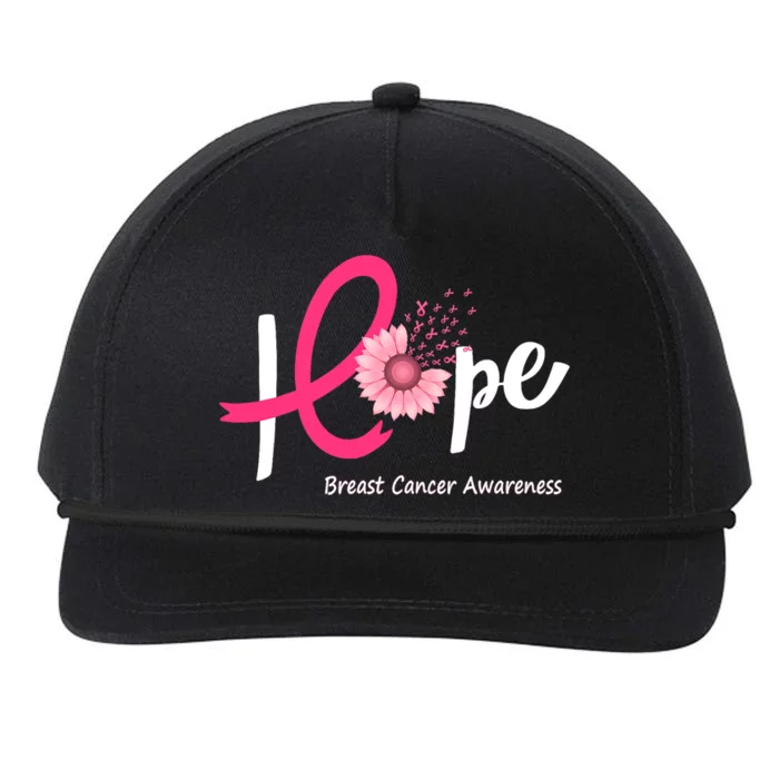 Hope Breast Cancer Pink Ribbons Sunflower October We Wear Pink Snapback Five-Panel Rope Hat