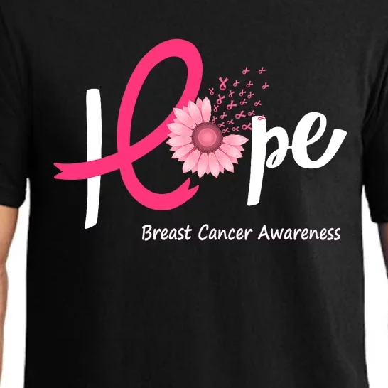 Hope Breast Cancer Pink Ribbons Sunflower October We Wear Pink Pajama Set