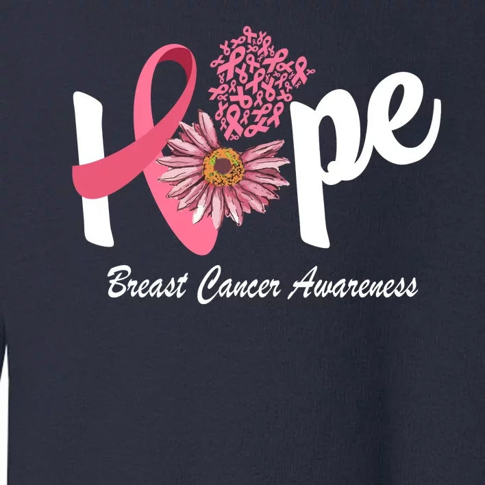 Hope Breast Cancer Awareness Flower Ribbon Toddler Sweatshirt