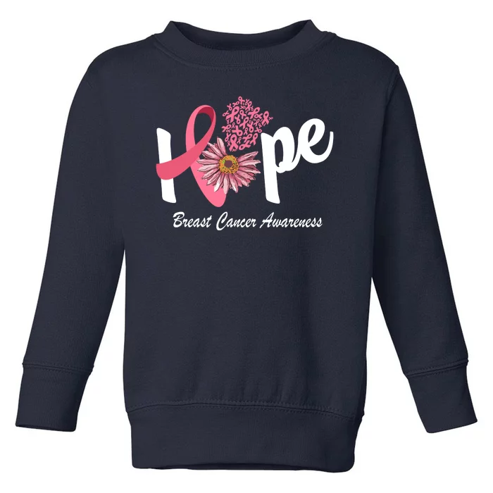 Hope Breast Cancer Awareness Flower Ribbon Toddler Sweatshirt